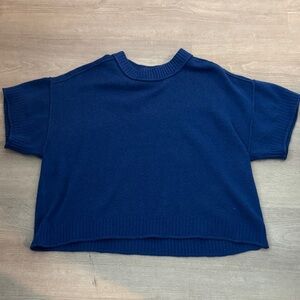 Boxy Short Sleeve Knit Top in Deep Navy